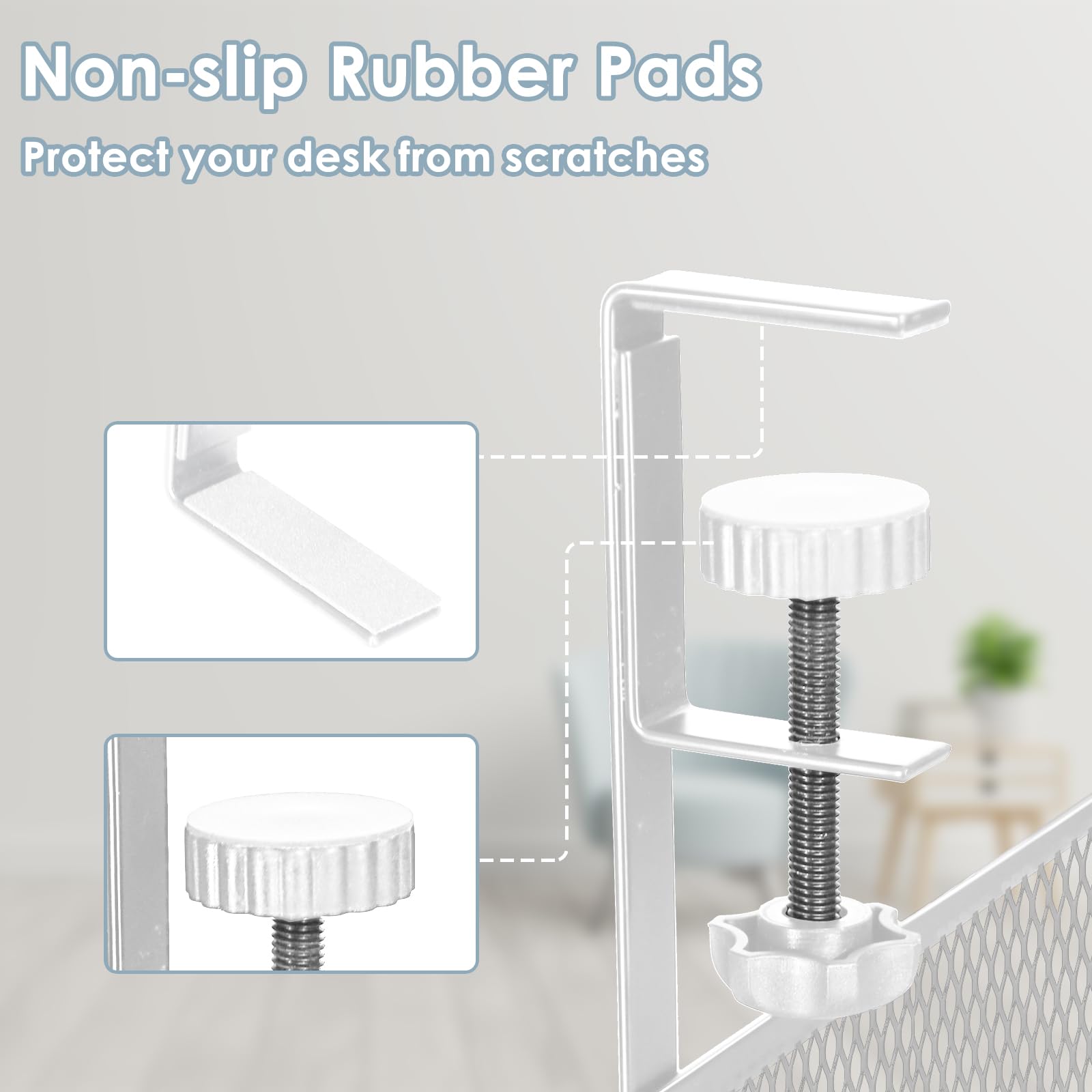Under Desk Cable Management Tray, Cable Management Under Desk No Drill, Cable Management Tray with Desk Clamp for Home Office Standing Desk Wire Management, White