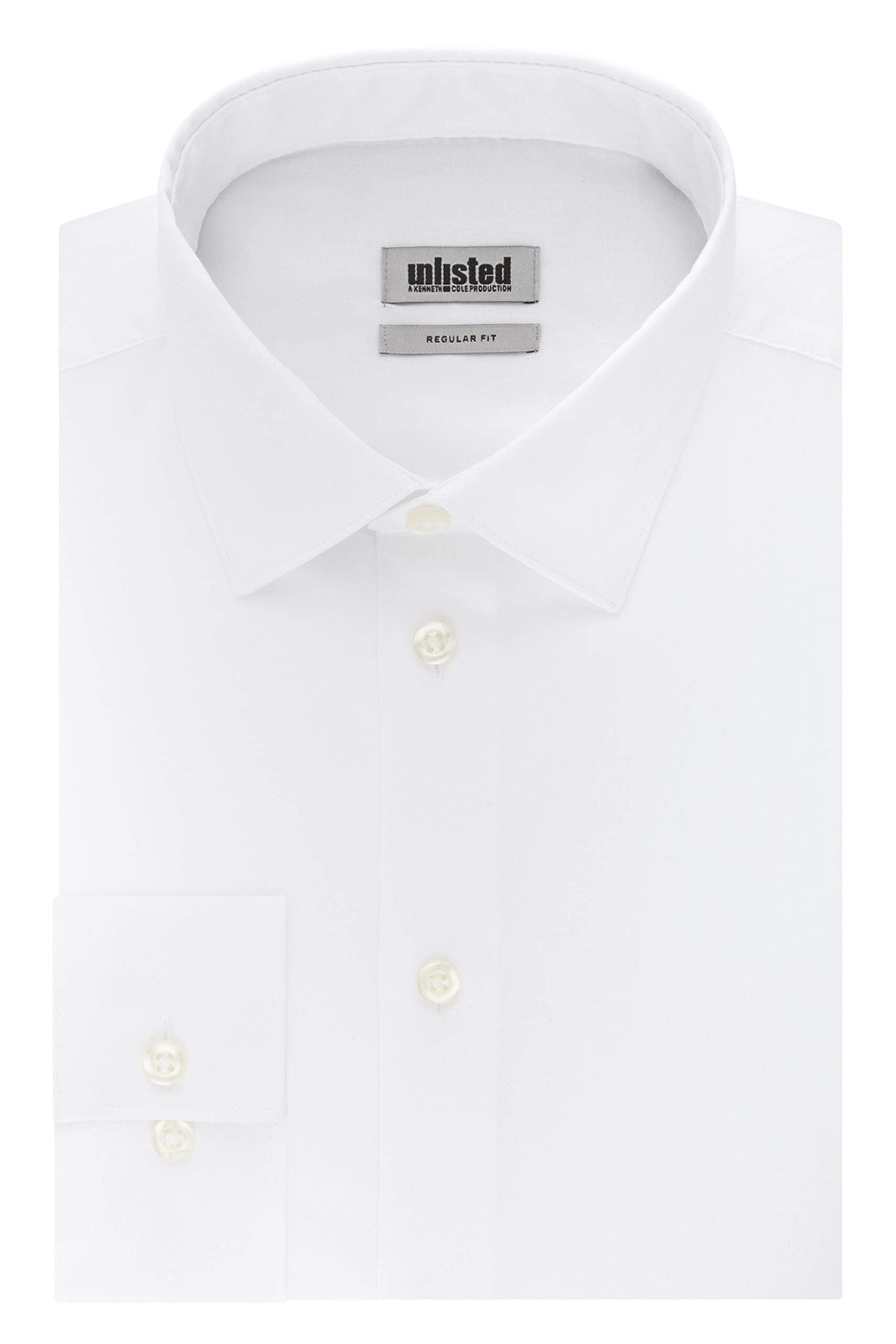 Unlisted by Kenneth Cole mens Regular Fit Solid Dress Shirt, White, 18 -18.5 Neck 36 -37 Sleeve XX-Large US