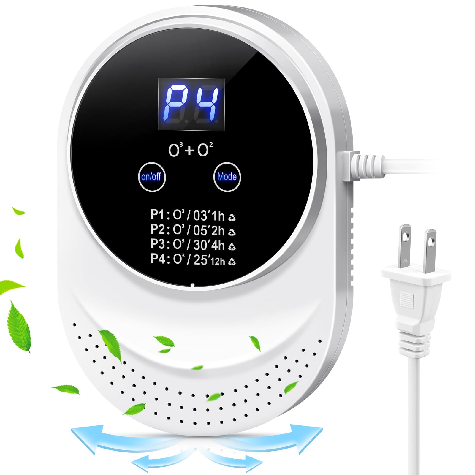 Ozone Odor Eliminator for Strong Odor 99% Cat Litter Deodorizer Dog Poof Odor Removal Home Plug in Air Purifier for Bedroom Toilet Kitchen Pets Shoe Smoke Car Formaldehyde Air Freshener White