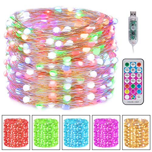 Fairy Lights Color Changing - 33 FT 100 LED String Lights with Remote, 11 Modes USB Powered Christmas Lights Indoor, Twinkle Lights for Bedroom Classroom Xmas Halloween Party Dorm Outdoor