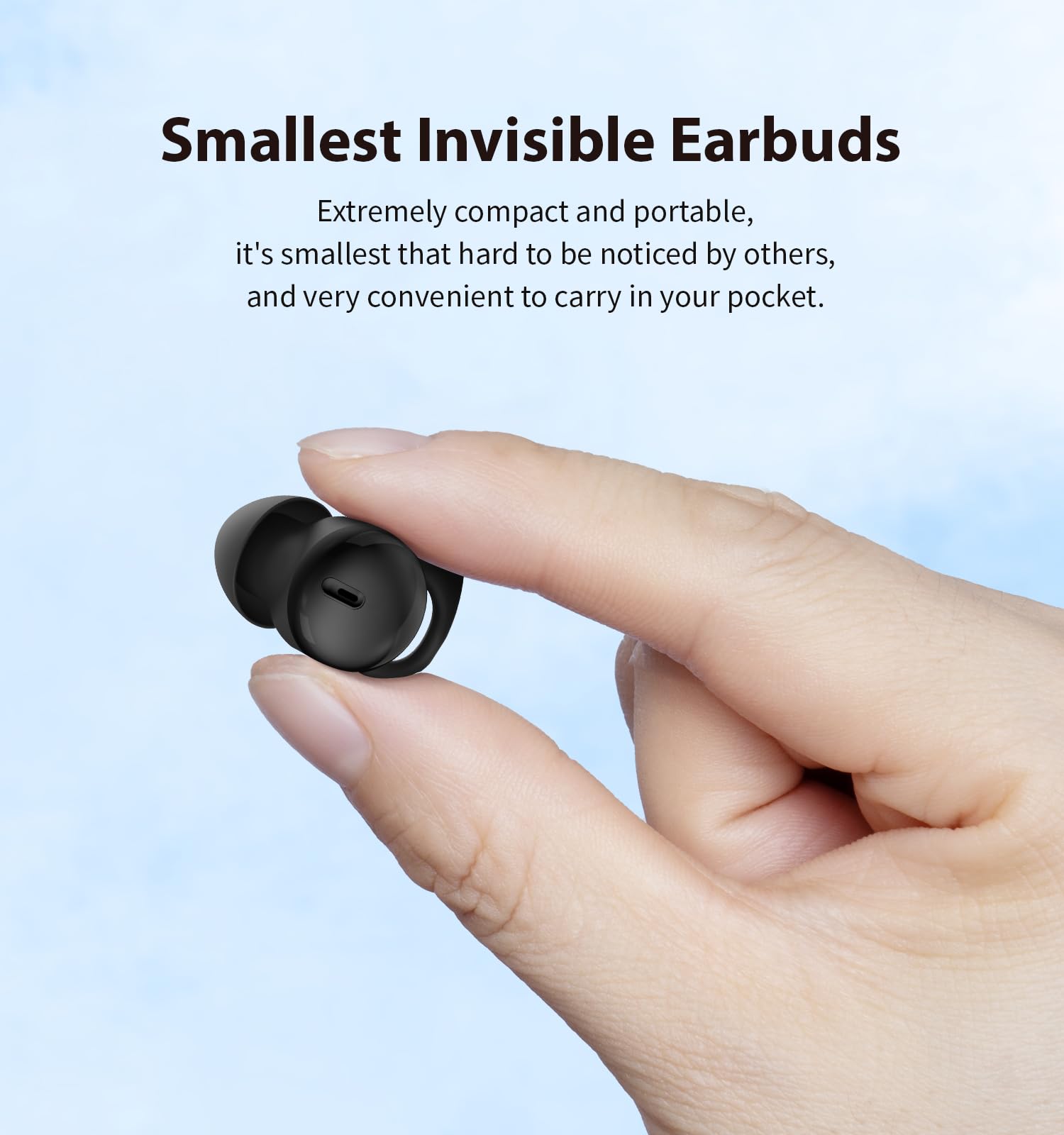 Invisible Sleep Headphones,Sleep Earbuds for Side Sleepers,Small Comfortable Fit Noise Blocking Sleep Ear Buds,Bluetooth 5.3 Wireless Earbuds, in-Ear Ear Buds for Sleeping, Working - Black