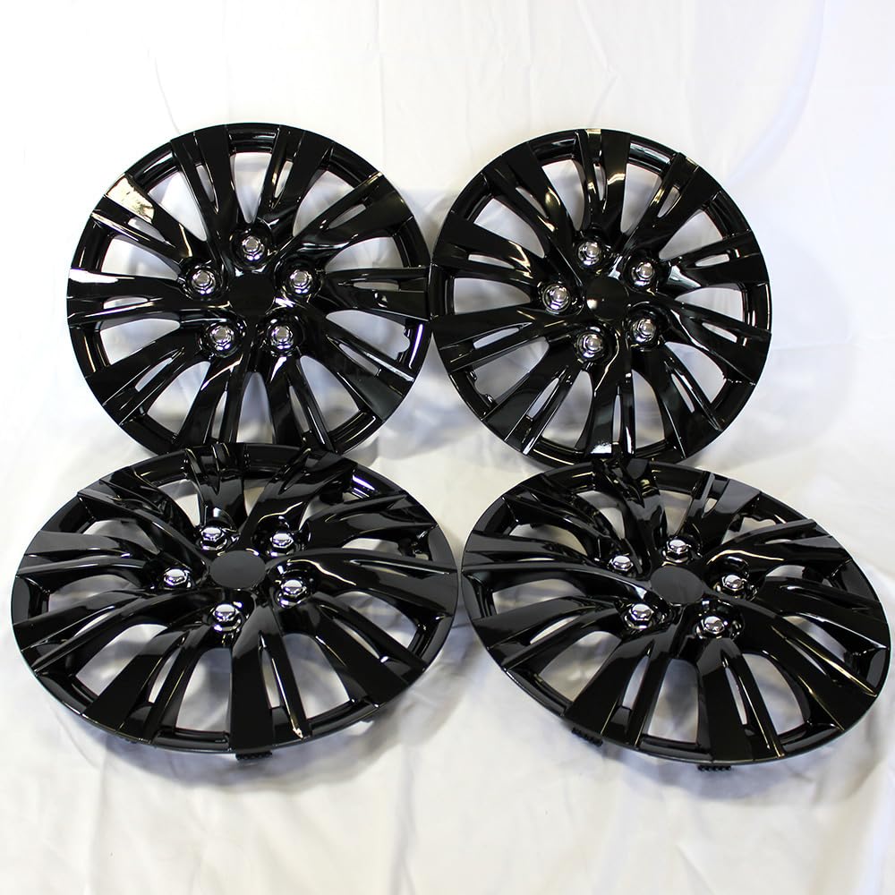 Set of 4 15" 10 Split Spoke Wheel Covers - Gloss Black