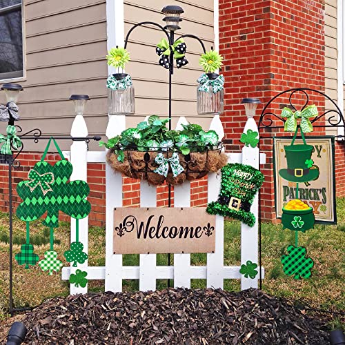 2 Pieces St. Patrick's Decoration Shamrock Clover Wood Front Door Wall Signs with Ropes DIY, Irish Sign Ornaments Hanging Crafts for Home Party Supply