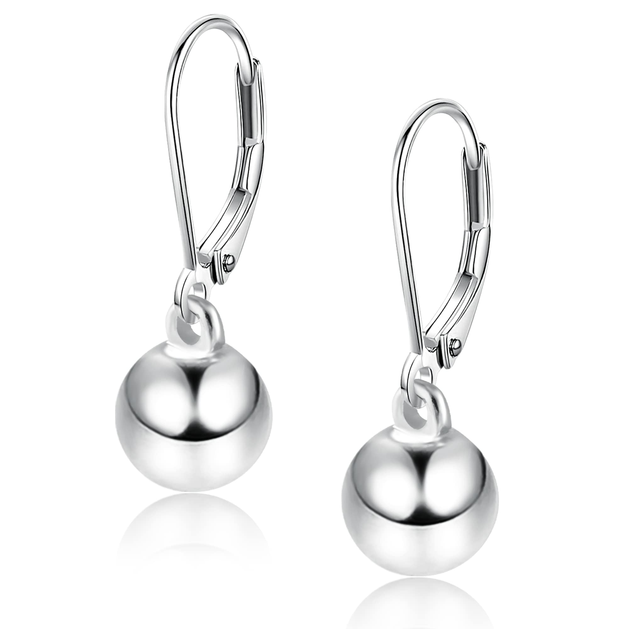 925 Sterling Silver Drop Dangle Ball Earrings for Women 8MM Ball Earrings Fashion Trendy Jewelry Hanging Ball Teardrop Earrings