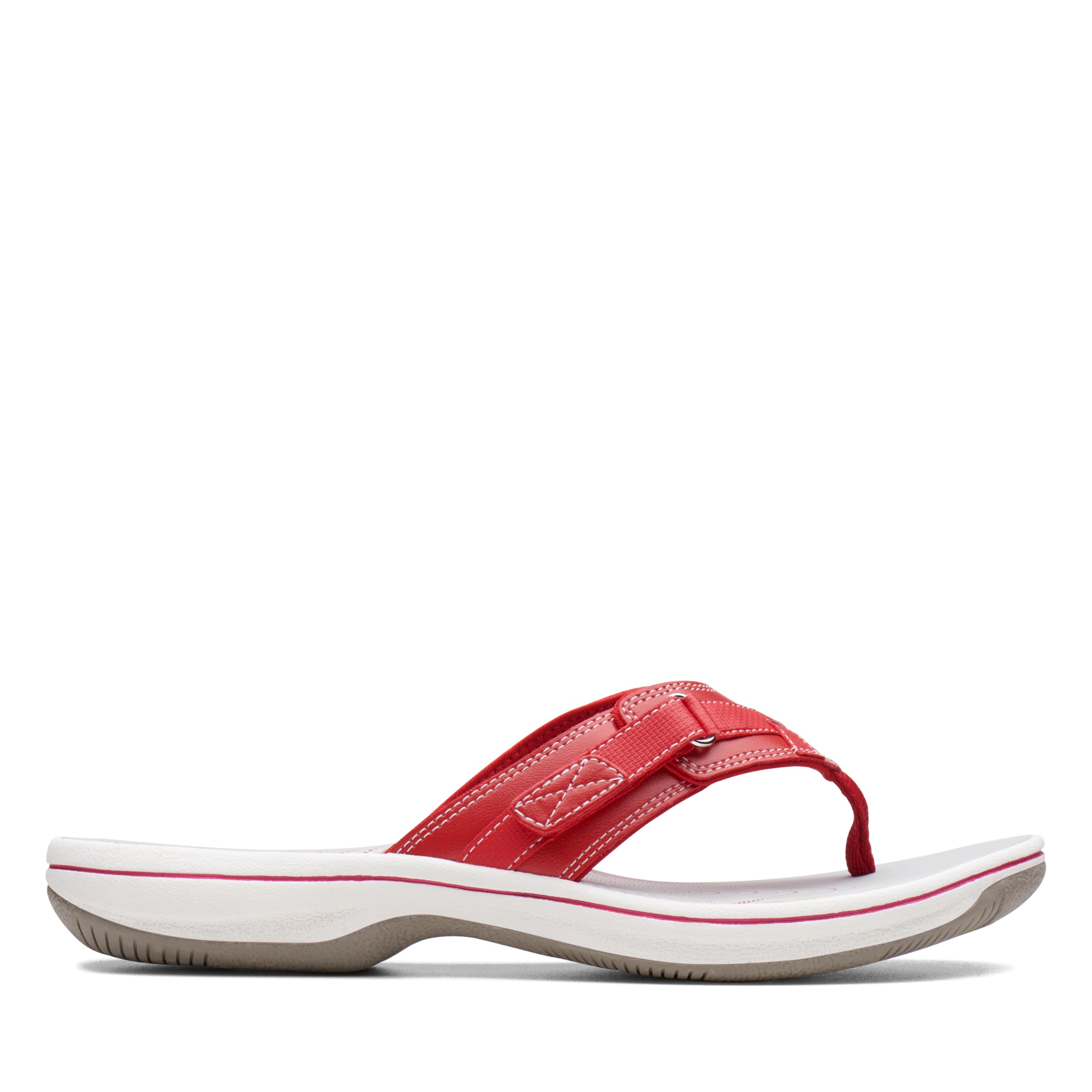 Clarks Women's Breeze Sea Flip-Flop, New Red Synthetic, 9