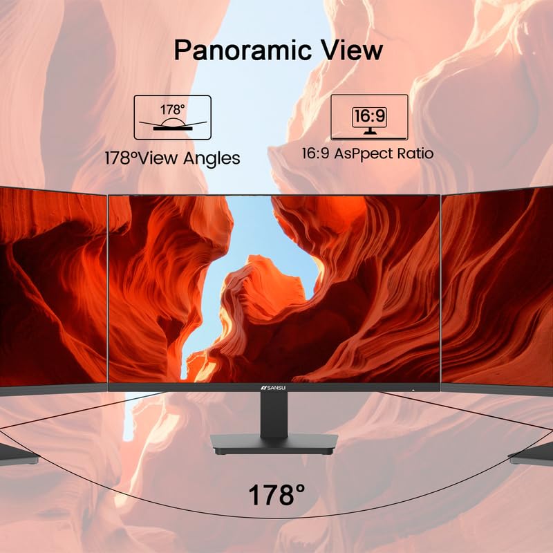 SANSUI Monitor 24 inch 100Hz PC Monitor, VESA, HDMI VGA Ports, FHD Computer Monitor Ultra-Slim Ergonomic Tilt Eye Care for Home Office (ES-24F2, HDMI Cable Included)