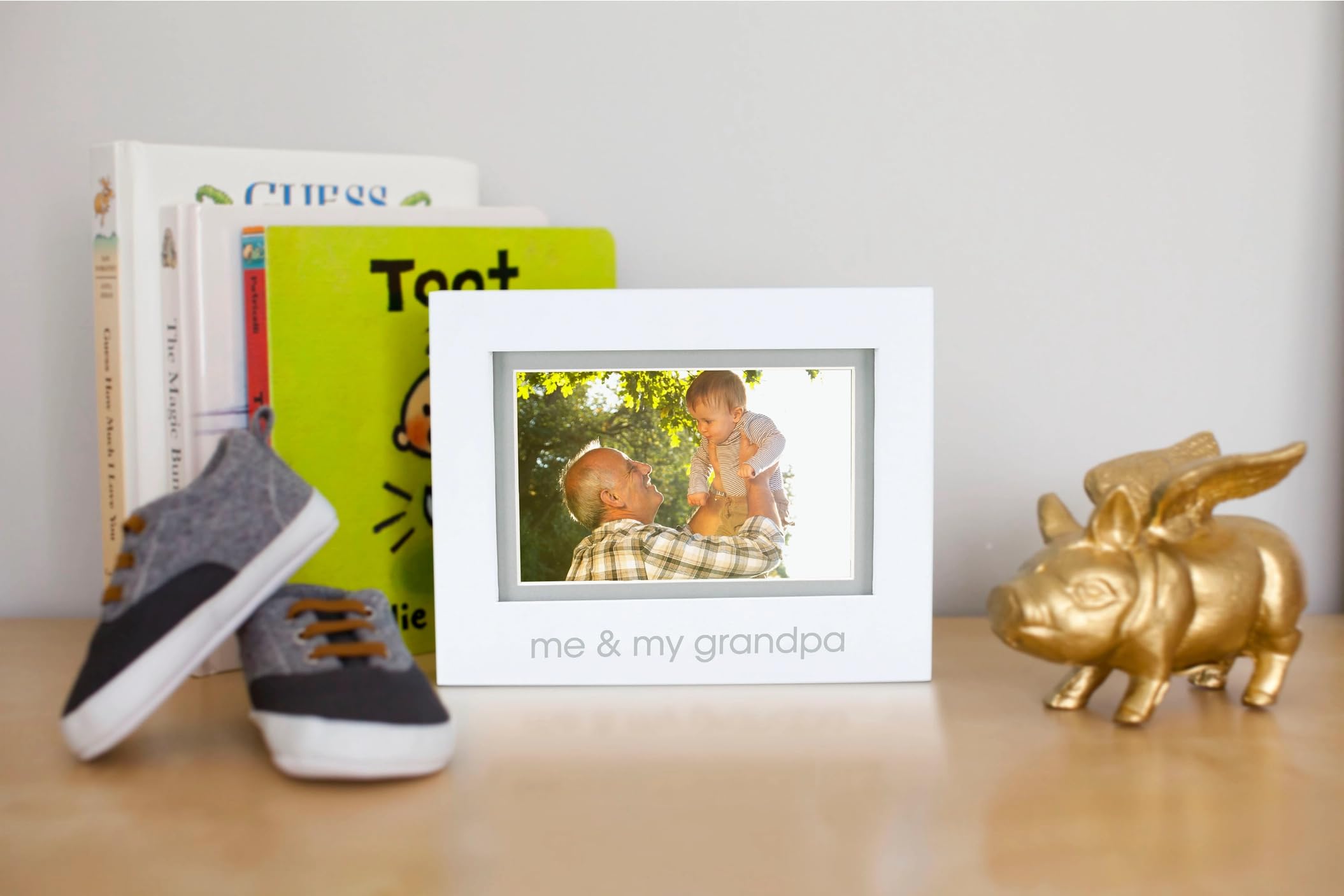 Pearhead Me and My Grandpa Sentiment Baby Picture Frame, Baby Keepsake Photo Frame, Gender-Neutral Baby Nursery Décor, Grandparents Gift, White