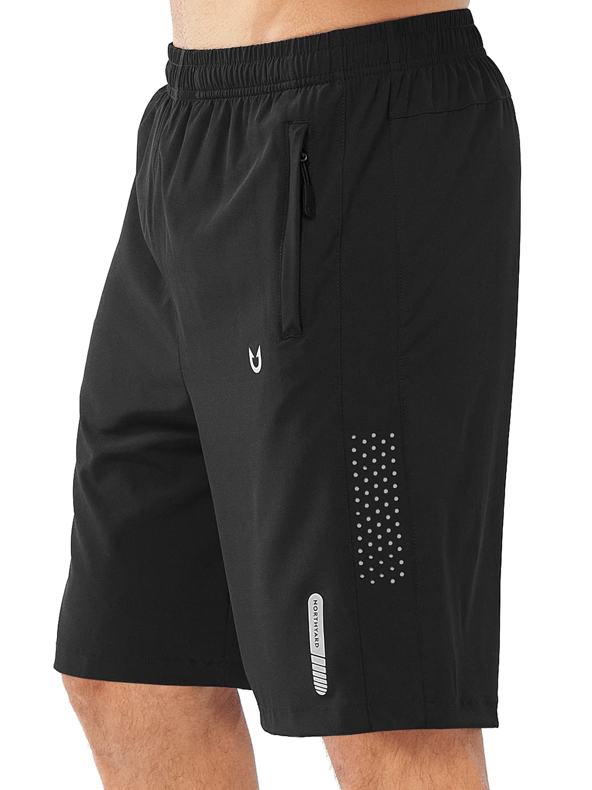 NORTHYARD Men's Athletic Running Shorts Quick Dry Workout Shorts 7"/ 5"/ 9" Lightweight Sports Gym Basketball Shorts Hiking Exercise Black-9inch XL