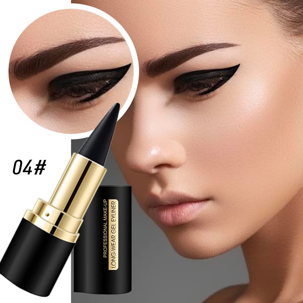 Kaely 2Pcs Black Gel Eyeliner Pencil,Natural Black Eyeliner Cream Waterproof Smudge Proof,Eye Liner Black Smokey Eyeshadow Palette Stick Crayon,Goth Halloween Makeup,delineador de ojos contra el agua