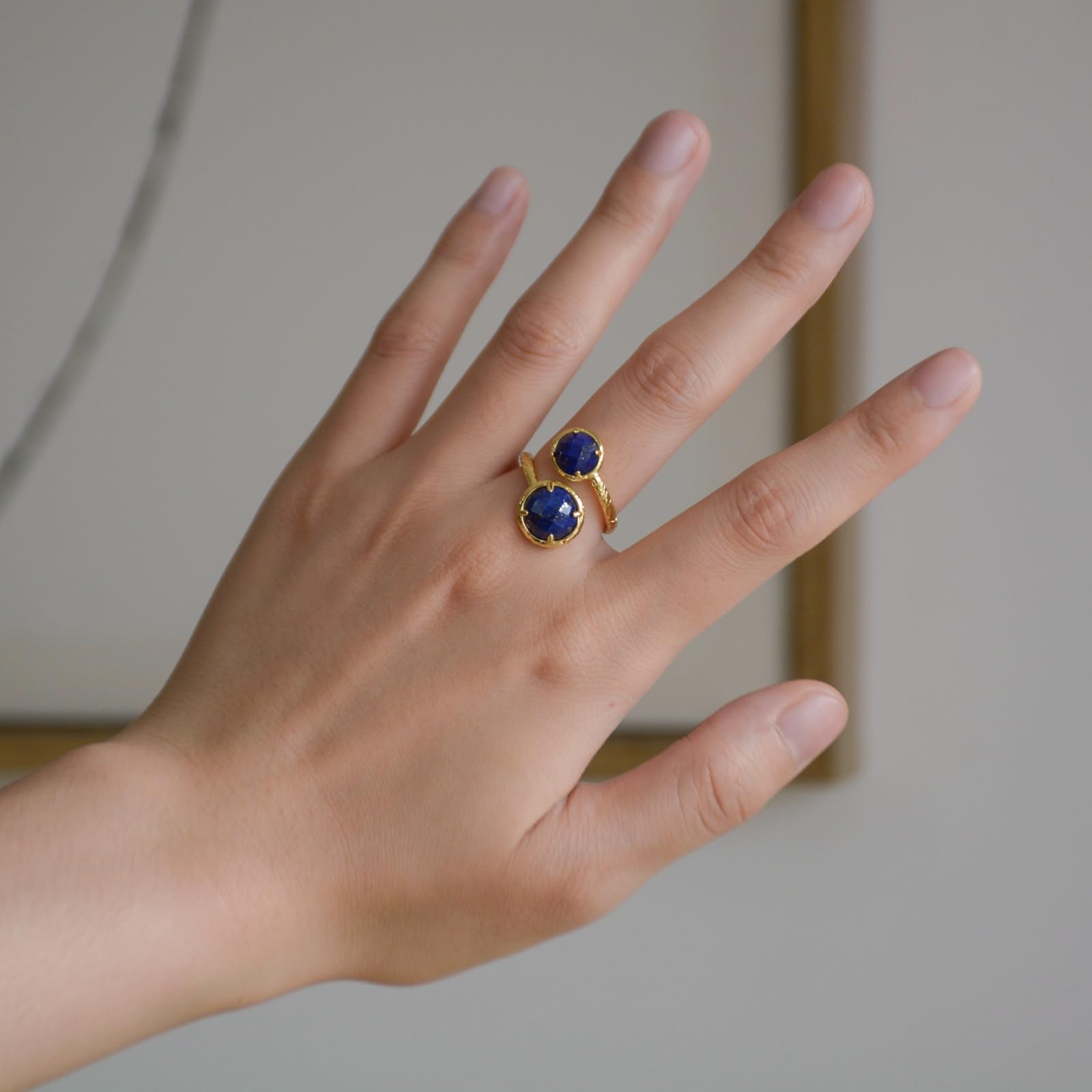 Lapis Lazuli Ring, Natural Blue Stone Ring for Lapis Lazuli Jewelry, Adjustable Handmade Ring for Women, September Birthstone Lapis Ring Gift for Her