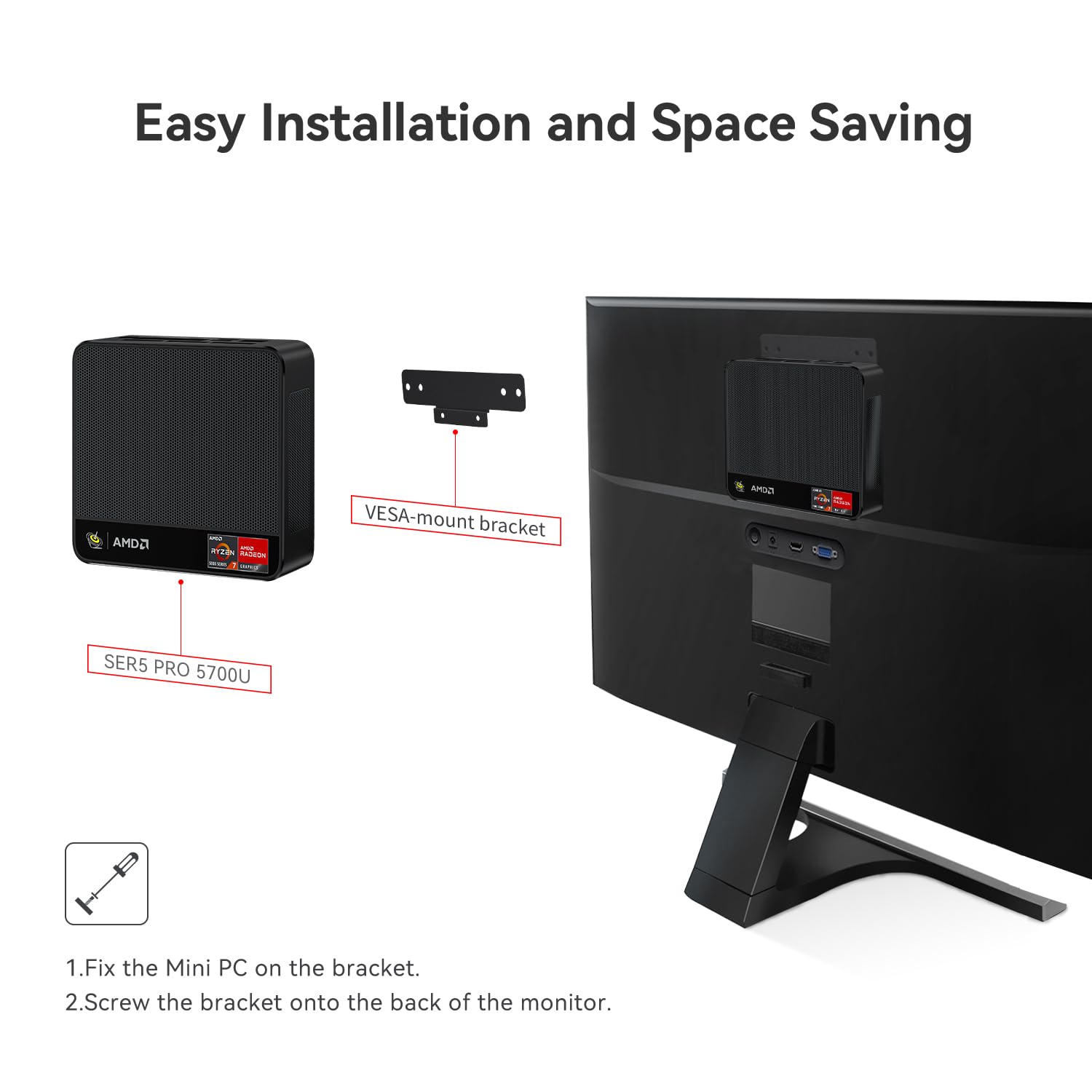 Beelink Mini PC SER 5 Ryzen 5 5700U 8C/16T 8MB Cache,Up to 4.3GHz,32GB RAM 500GB NVME SSD, 4K Triple Display by HDMI and Type-C, WiFi 6, Bluetooth5.2, Zoom, PXE, Micro pc Gaming Computer