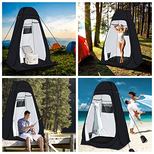 anngrowy Shower Tent Pop-Up Privacy Tent Camping Portable Toilet Outdoor Camp Bathroom Changing Dressing Room Instant Privacy Shelters for Hiking Beach Picnic Fishing Potty, Extra-Tall, UPF 50+