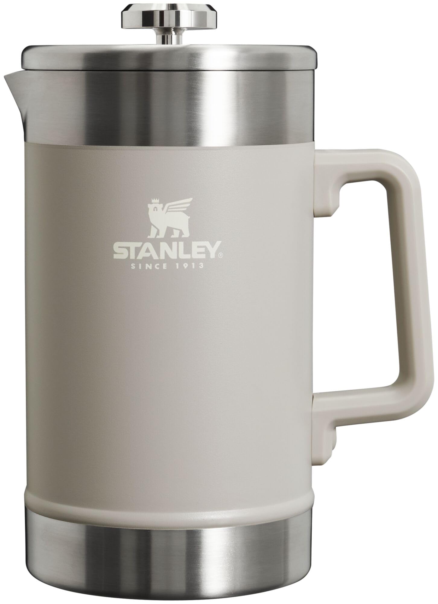 Stanley French Press with Double Vacuum Insulation, Stainless Steel Wide Mouth Coffee Press, Large Capacity, Ergonomic Handle, Dishwasher Safe, 48 Oz, Ash