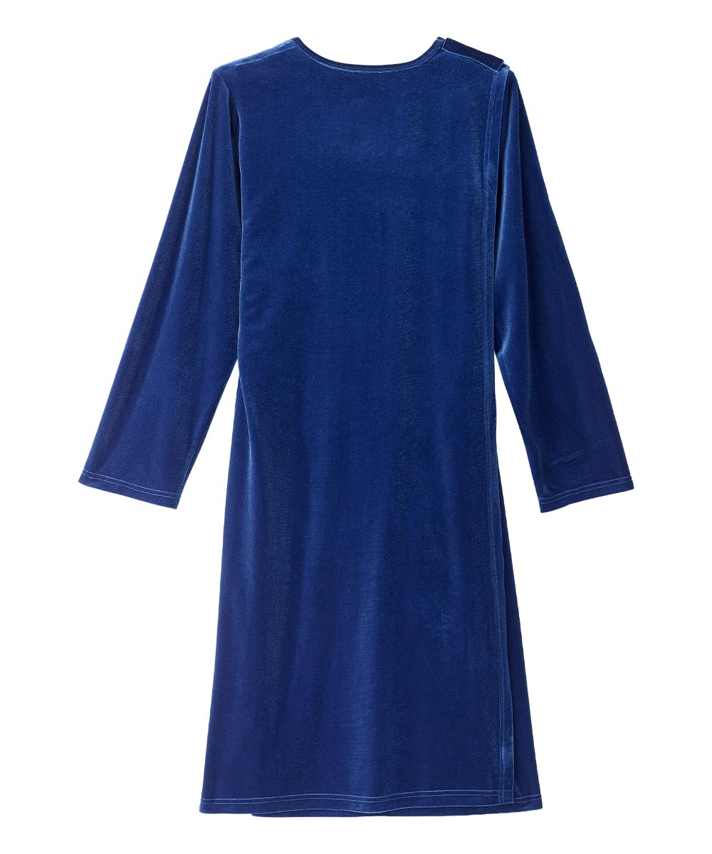 Silvert's Adaptive Clothing & Footwear Women’s Open Back Velvet Dress for Seniors - Royal Blue LGE