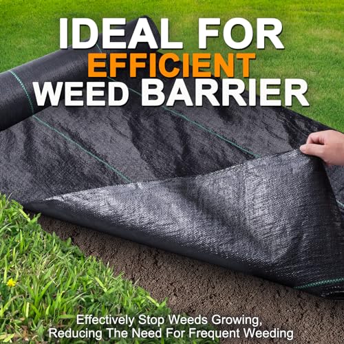 Winisok Garden Weed Barrier Landscape Fabric 2FT x 50FT, Premium Weed Control Garden Cloth, Durable Woven Geotextile Fabric, Mulch Breathable Ground Cover for Landscaping Weed Blocker Garden Bed