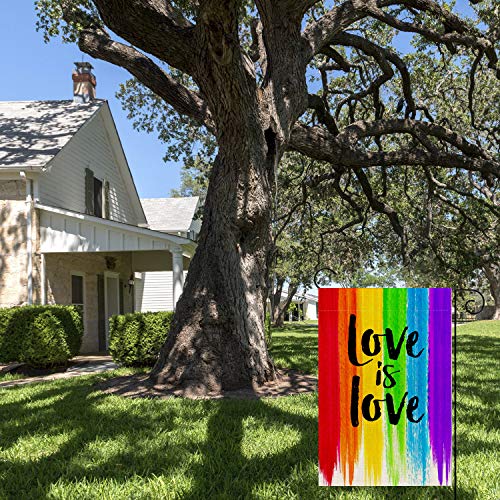UPINLOOK Love is Love Rainbow Garden Flag Vertical Double Sided Pride Gay Pride Lesbian LGBT, Pansexual Flag Yard Flag Outdoor Decoration 12.5 x 18 Inch