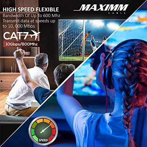 Cat 7 Ethernet Cable 0.6 ft - with a Flat, Space-Saving Design High-Speed Internet & Network LAN Patch Cable, RJ45 Connectors - 0.6ft / Black - Perfect for Gaming, Streaming, and More