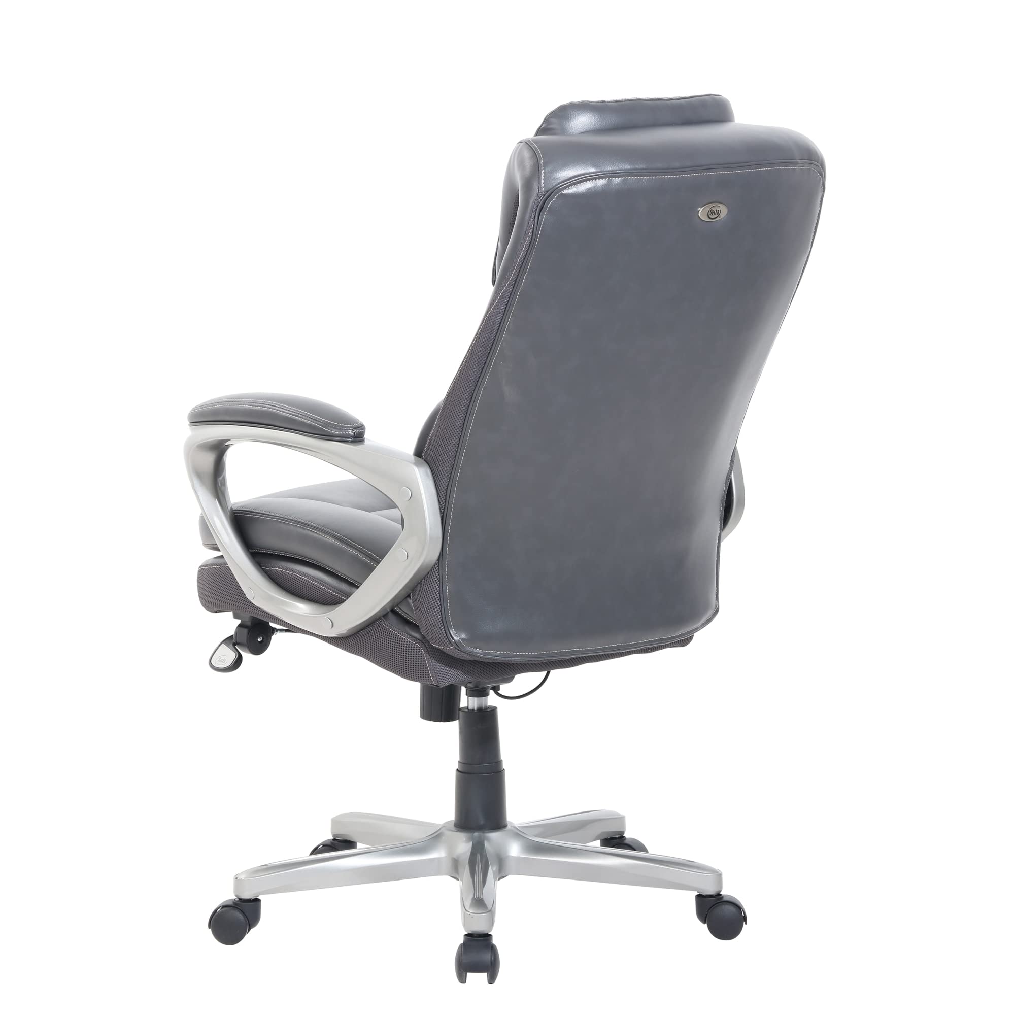 Serta® Smart Layers™ Arlington AIR™ Bonded Leather High-Back Executive Chair, Dark Gray/Silver