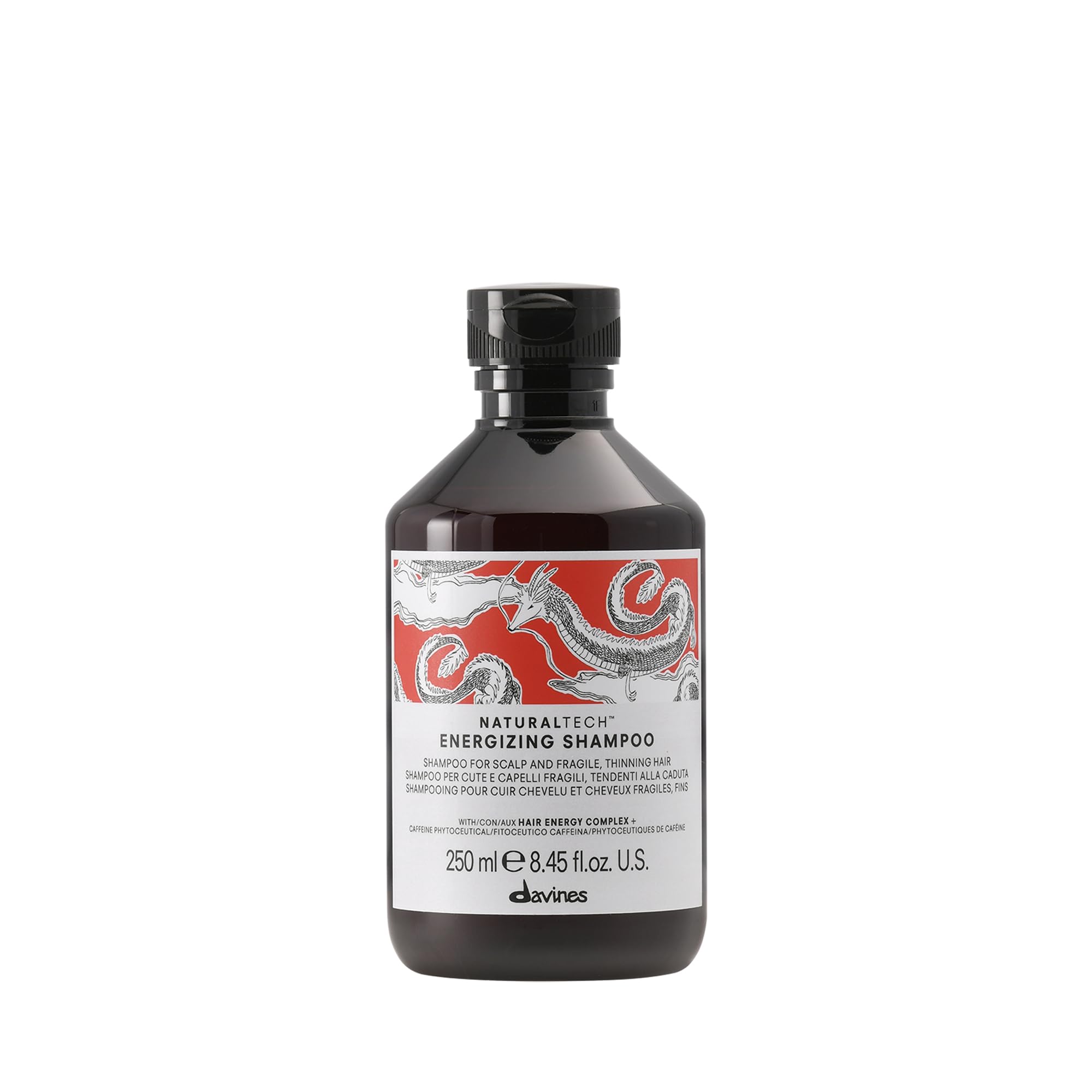Davines Naturaltech Energizing Shampoo, Stimulating & Fortifying for Thinning Hair & Hair Loss - With Caffeine Phytoceuticals - Gentle Cleanser for Fragile Scalp, 8.45 Fl Oz