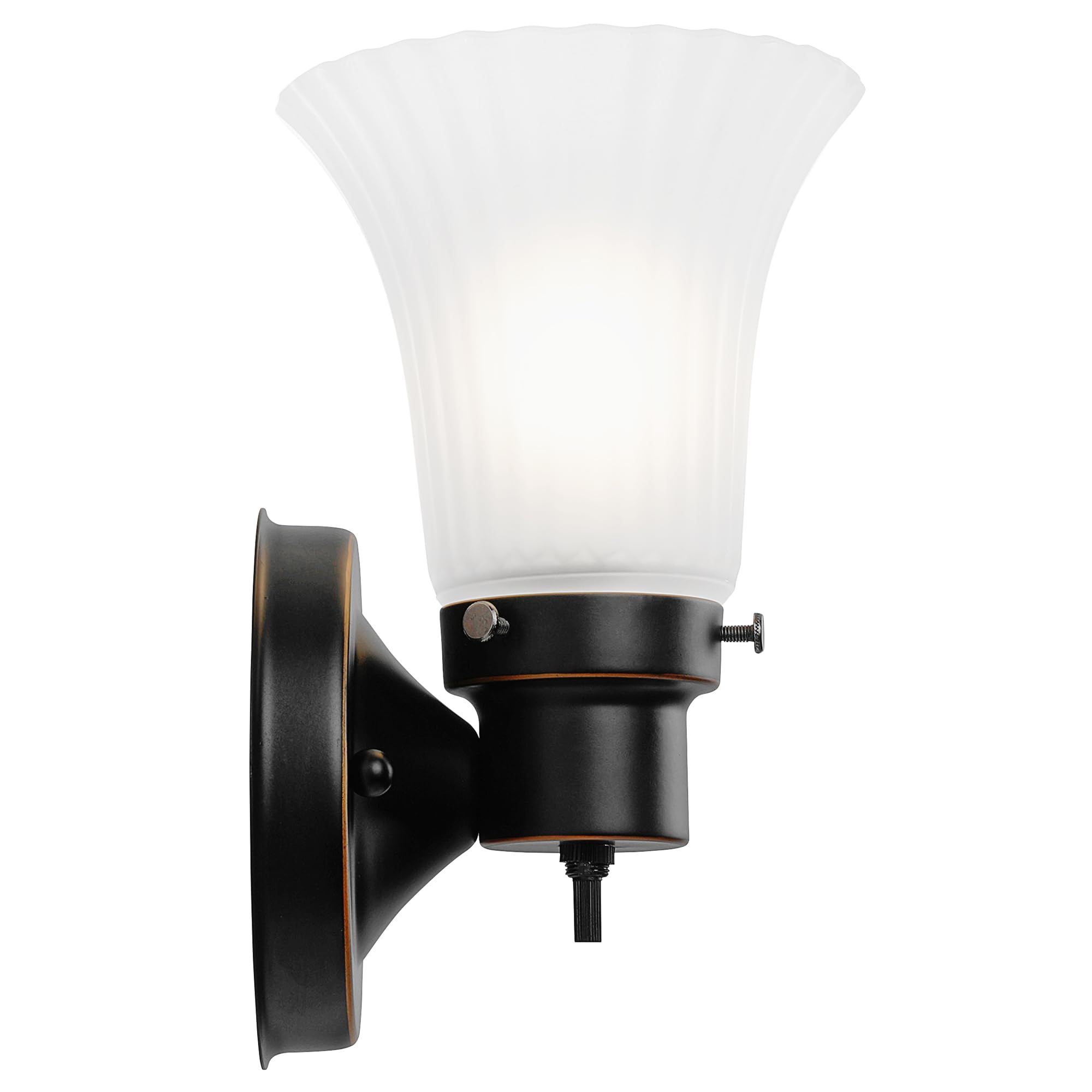 Design House 505115 Village 1-Light Indoor Dimmable Wall Sconce Frosted Flute Glass with Twist On/Off Switch for Bathroom Bedroom Hallway, 8.25" H x 5.1" W, Oil-Rubbed Bronze