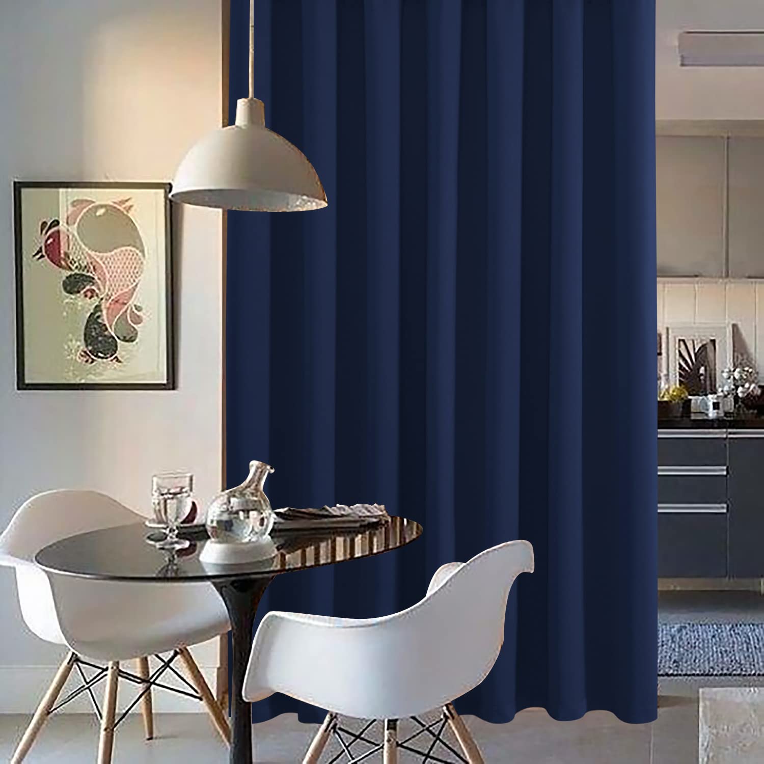 BGment Sliding Door Curtain for Patio, Room Divider Curtain 100% Blackout Double Layers Extra Wide Curtain with Liner, 1 Panel, 100 x 108 Inch, Navy Blue