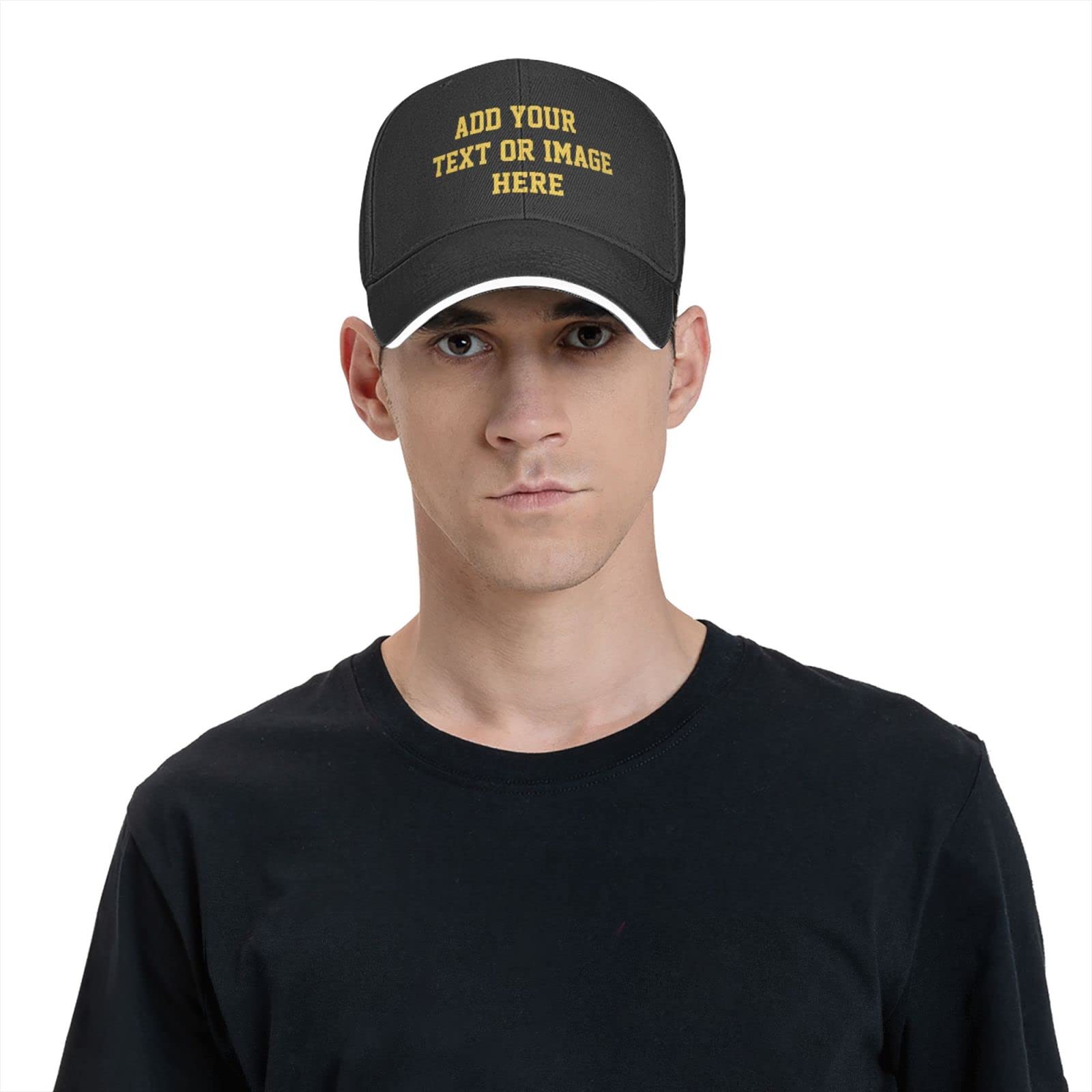 Custom Hats Add Photos/Logo/Text to Design Your Personalized Baseball Cap for Men & Women Adjustable Black