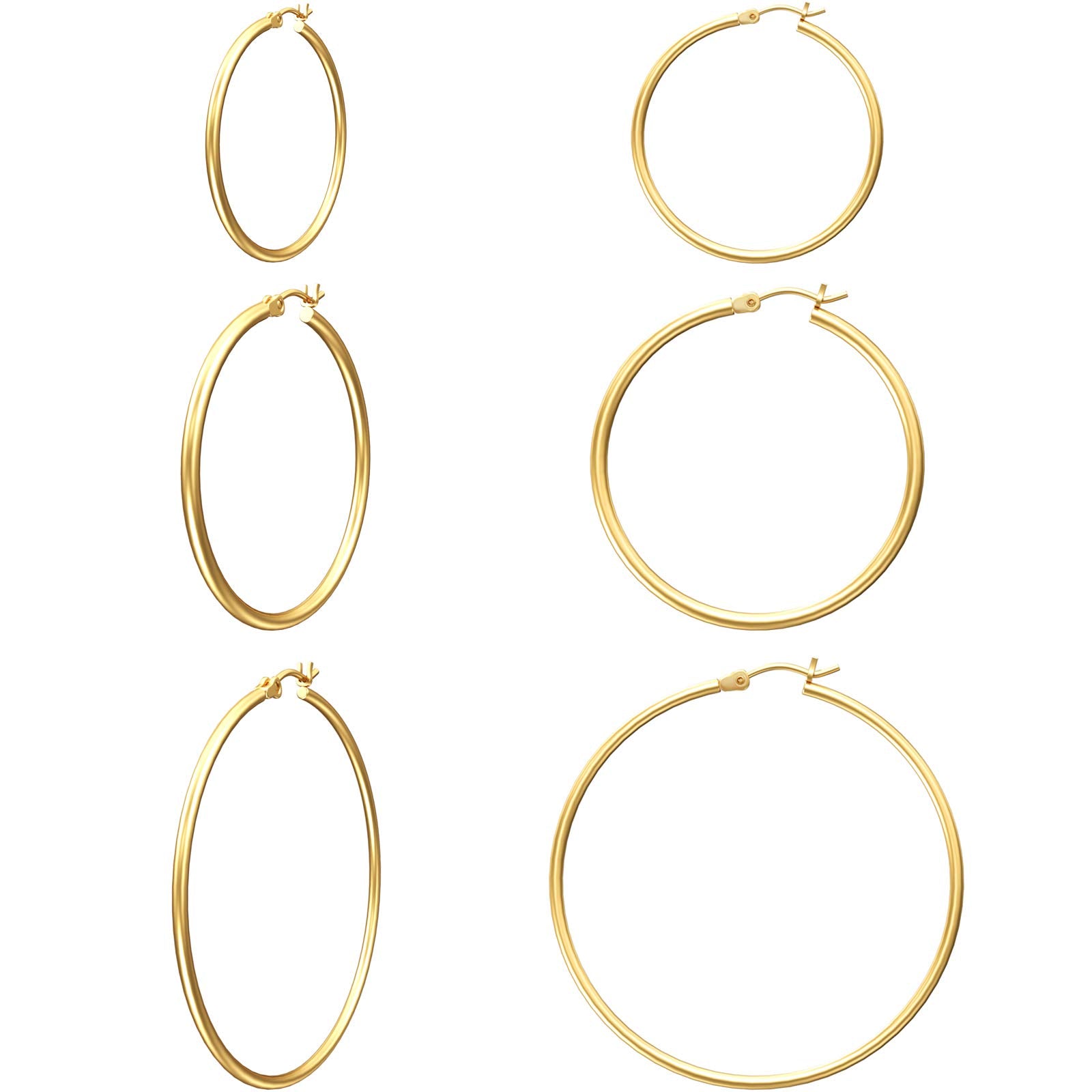 Gacimy Gold Hoop Earrings for Women, 14K Gold Plated Hoops with 925 Sterling Silver Post, Yellow Gold 30 40 50mm Medium Hoop Earrings for Women