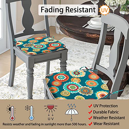Magpie Fabrics Outdoor/Indoor 17"x16"x2" Chair Cushions with Ties Set of 4, Waterproof All Weather U-Shape Seat Pads Decoration for Patio Garden Furniture Home Office (Morgan Medal Blue)