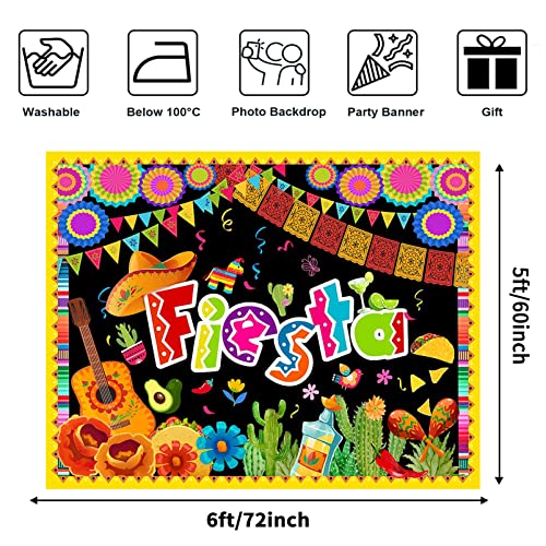 Avezano Fiesta Party Backdrop Mexican Fiesta Theme Birthday Photo Booth Banner Fiesta Luau Cinco De Mayo Party Decorations Summer Pool Fiesta Party Photoshoot Background Supplies (6x5ft)