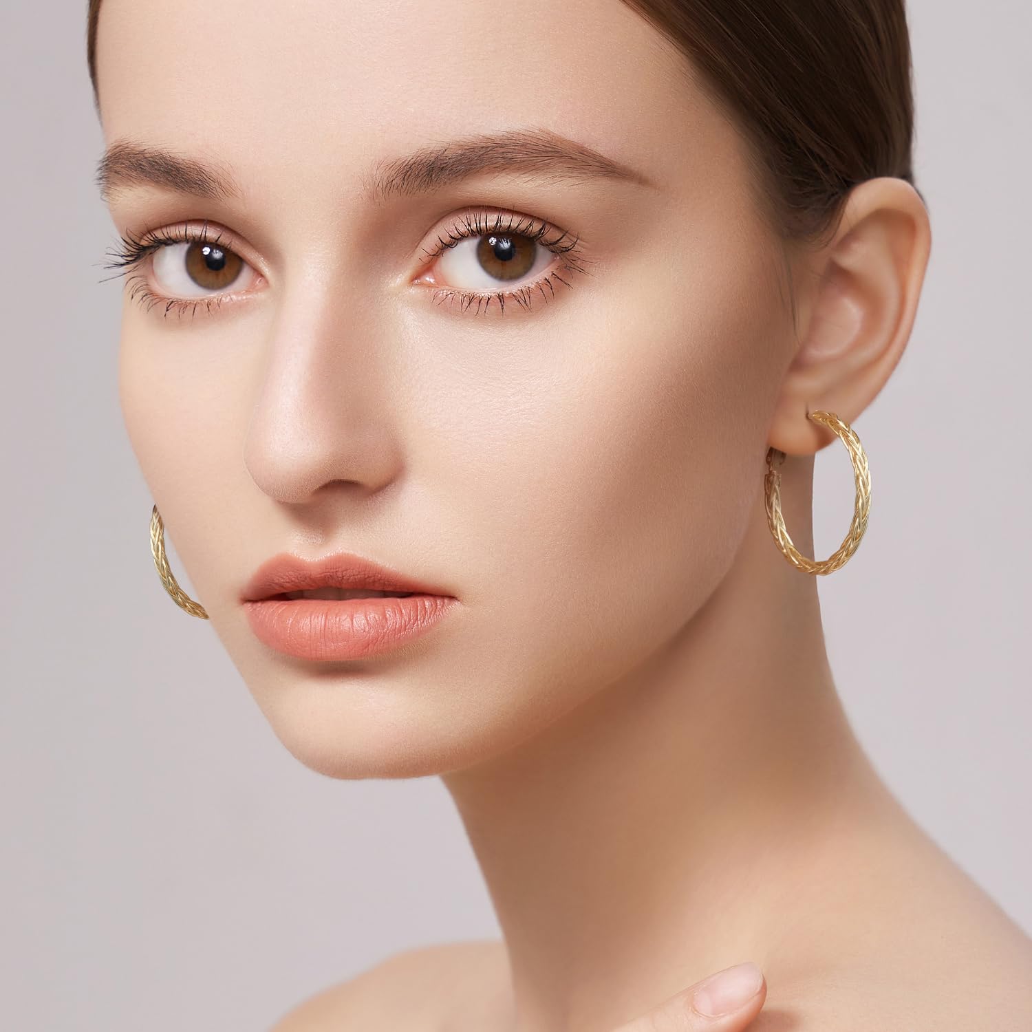 Gold Hoops 14K Gold Hoop Earrings for Women Unique Gold Hoops Gold Earrings Hoops Trendy Fine Weave Design 14K Gold Earrings Women Jewelry 30MM