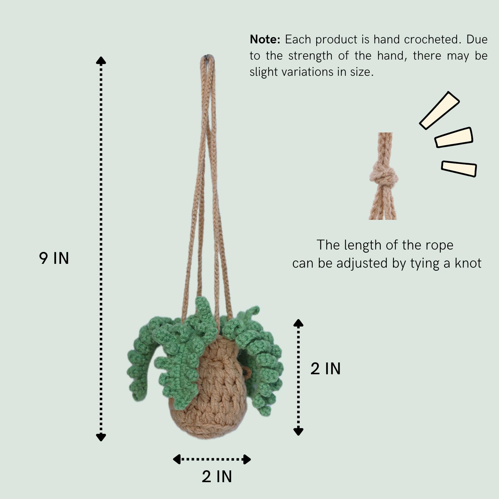 Crochet Car Air Freshener，12ml Empty Refillable Car Diffuser Bottle with Cute Potted Plants Car Mirror Hanging Accessories Car Air Hanging Fragrance Oil Diffuser,Long Lasting Car Diffuser Bottle