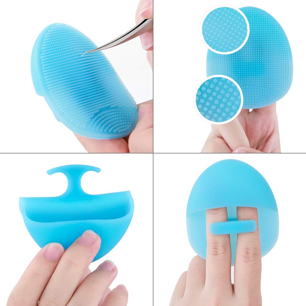 INNERNEED Super Soft Silicone Face Cleanser and Massager Brush Manual Facial Cleansing Brush Handheld Mat Scrubber for Sensitive, Delicate, Dry Skin (Pack of 4)