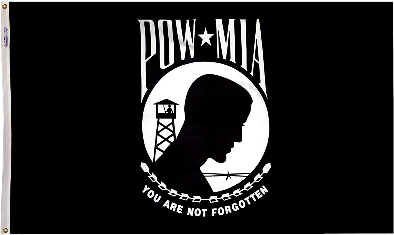 Annin Flagmakers Model 377991 POW-MIA Single Reverse Flag USA-Made Specifications, Officially Licensed, 3 x 4 Feet