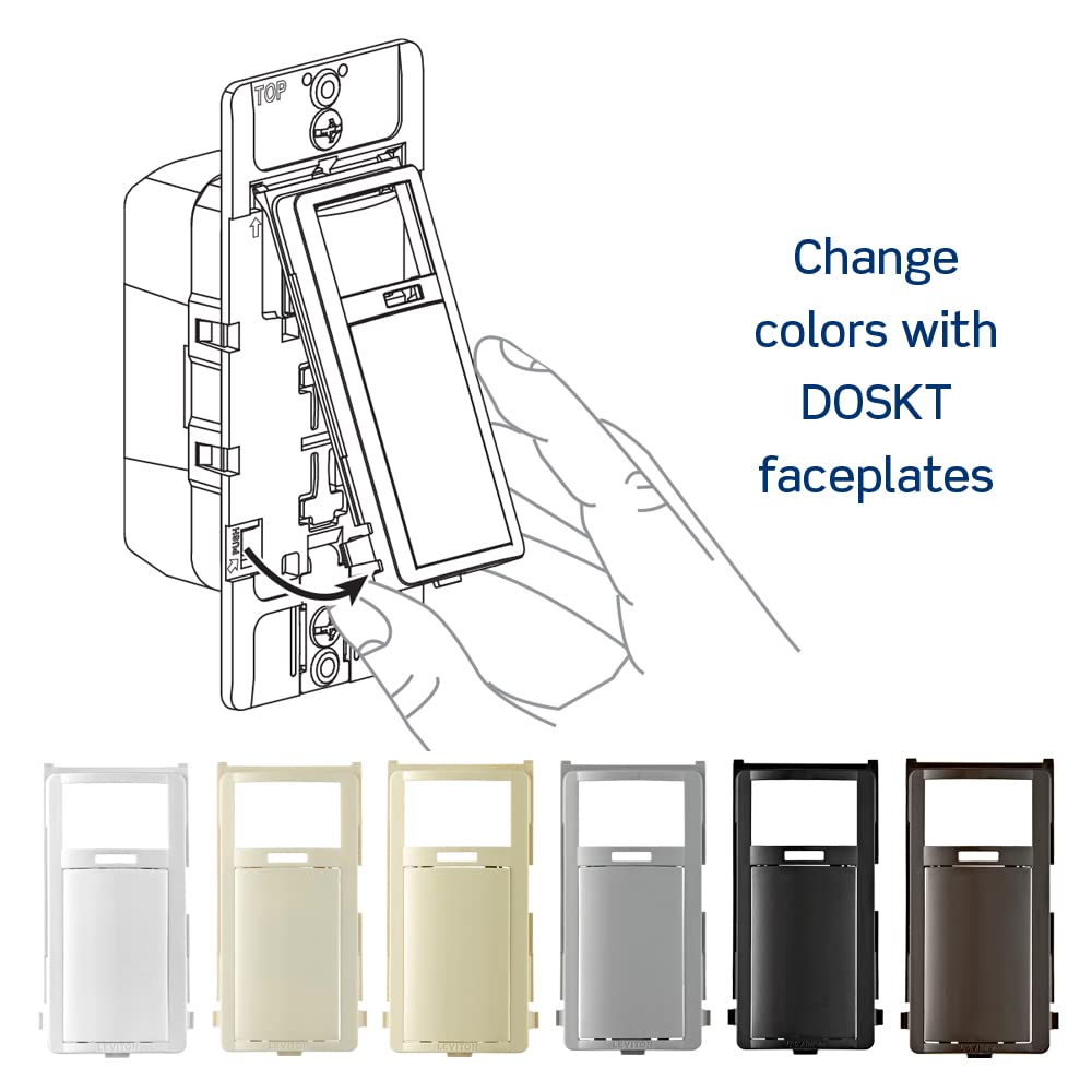 Leviton DOS15-1LZ Decora Occupancy Motion Sensor In-Wall Switch, Auto-On, 15A, Single Pole, Multi-Way or Multi-Sensor, White with Ivory, Light Almond Faceplates