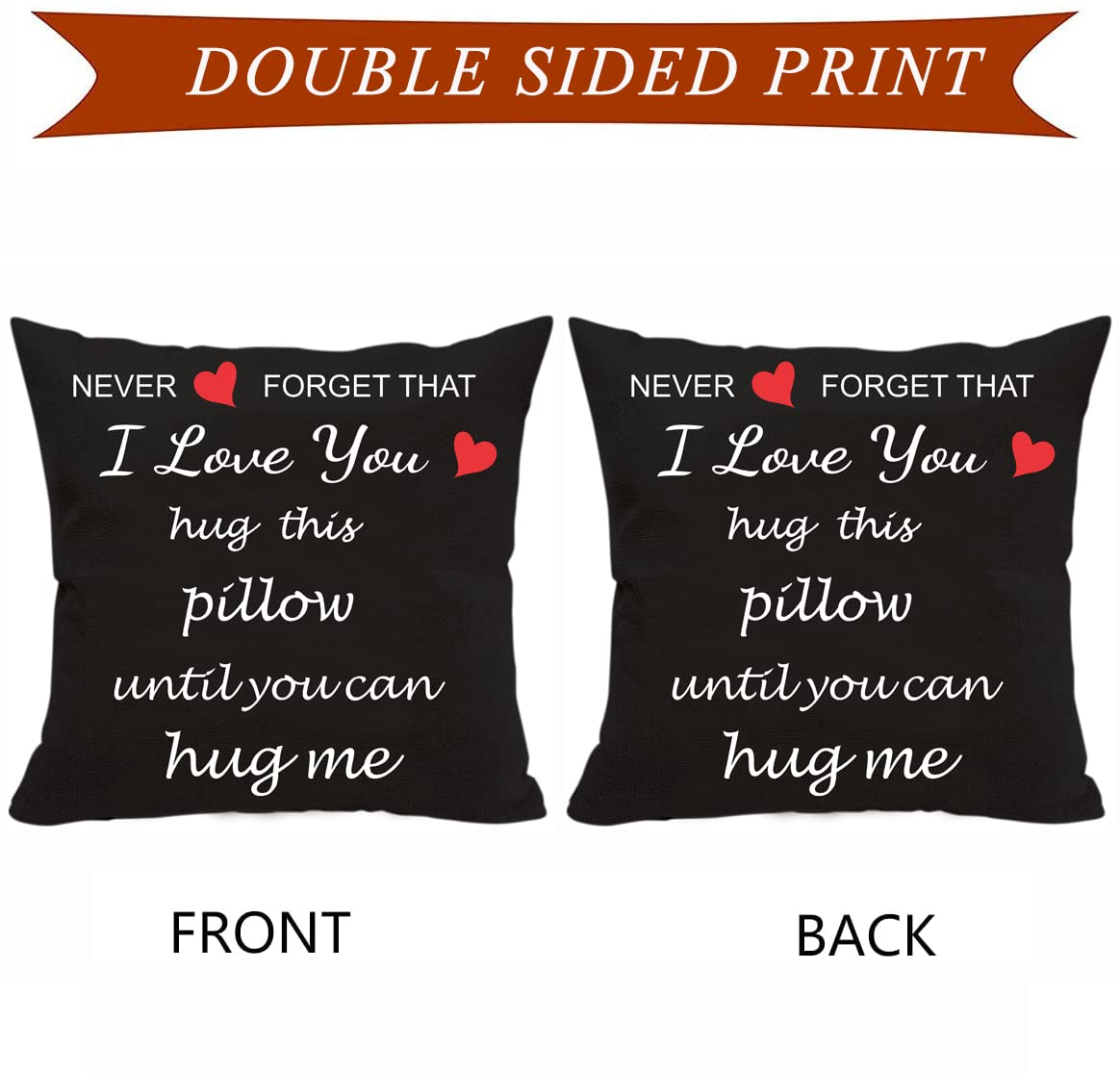 Gifts for Girlfriend, Two Sided Printing Lover Pillow Cover + Couple Keychain, Valentine's Day Birthday Gifts for Girlfriend, Long Distance Relationship Gift, Velvet Decorative Pillowcase 18"x 18"