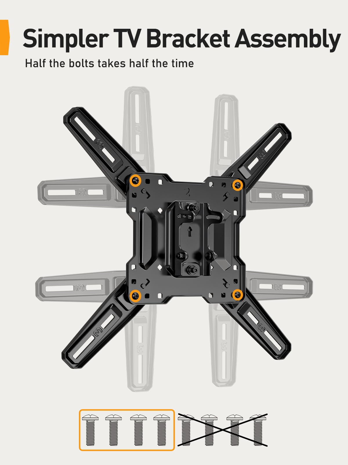 Perlegear UL Listed Full Motion TV Mount for Most 26–60 inch Flat or Curved TVs up to 82 lbs, Wall Bracket with Articulating Arms, Tool-Free Tilt, Swivel, Extension, Max VESA 400x400mm, PGMF3