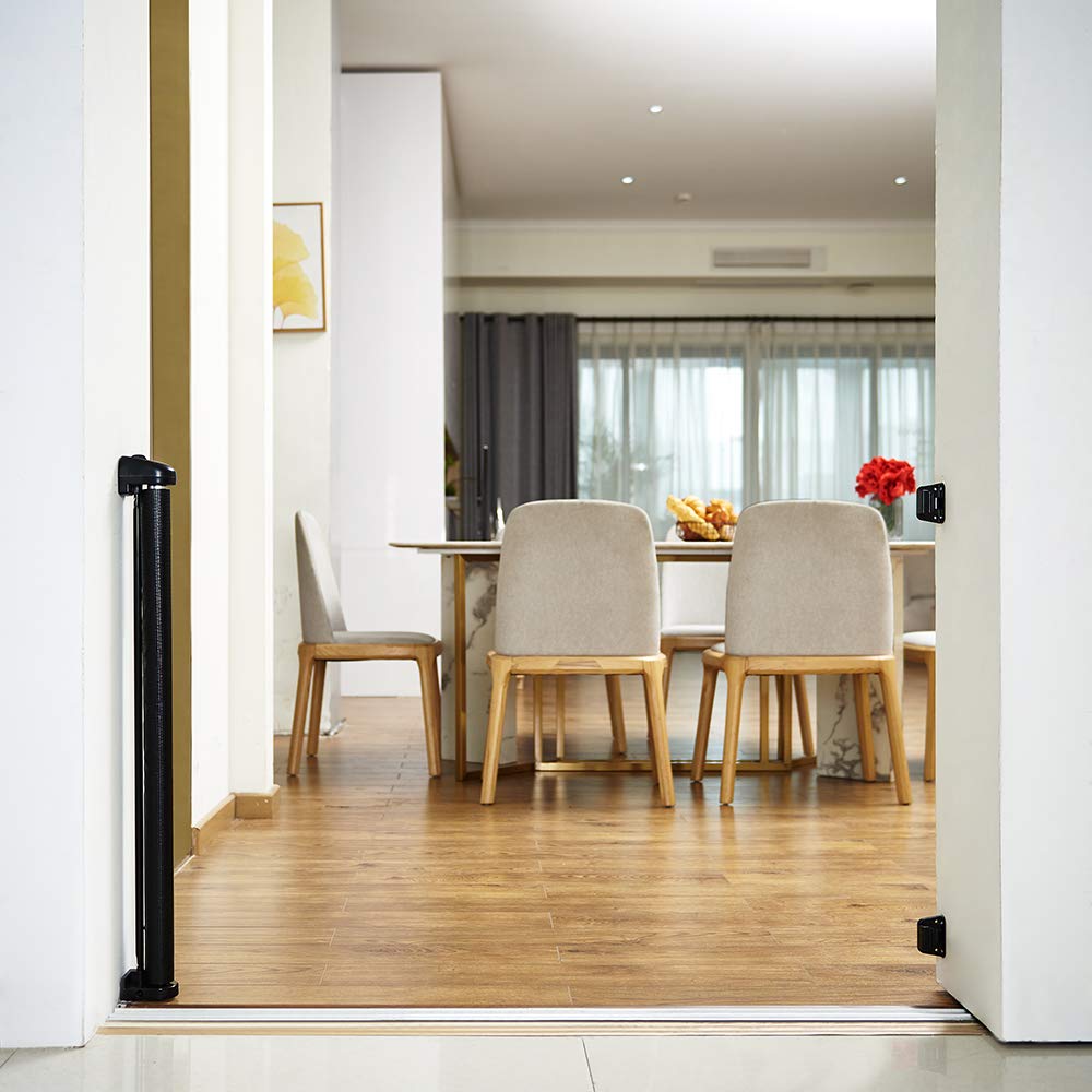 EasyBaby Retractable Baby Gate, 33" Tall, Extends up to 55'' Wide, Black/Child Safety Baby Gates, Pet Retractable Gates for Stairs, Doorways, Hallways, Indoor and Outdoor