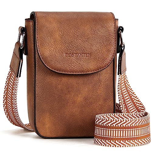 BOSTANTEN Small Crossbody Bags for Women Trendy Leather Phone Wallet Purses Handbags Adjustable Guitar Strap (D04-Grey)