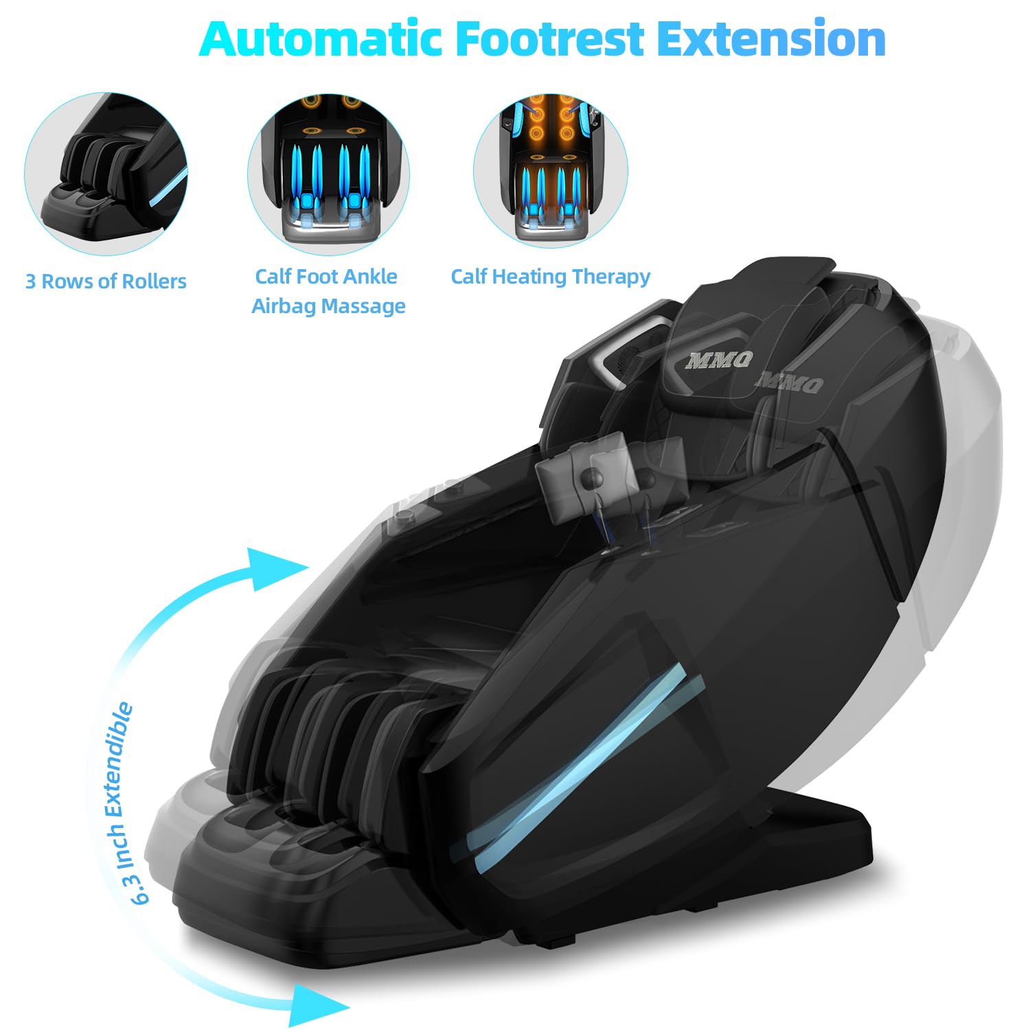 MMQ Massage Chair Zero Gravity Full Body, SL Track Electric Shiatsu Recliner with Foot Rollers,Yoga Stretching, Bluetooth, Built-in Heat Therapy Air Massage System -Plug and Play