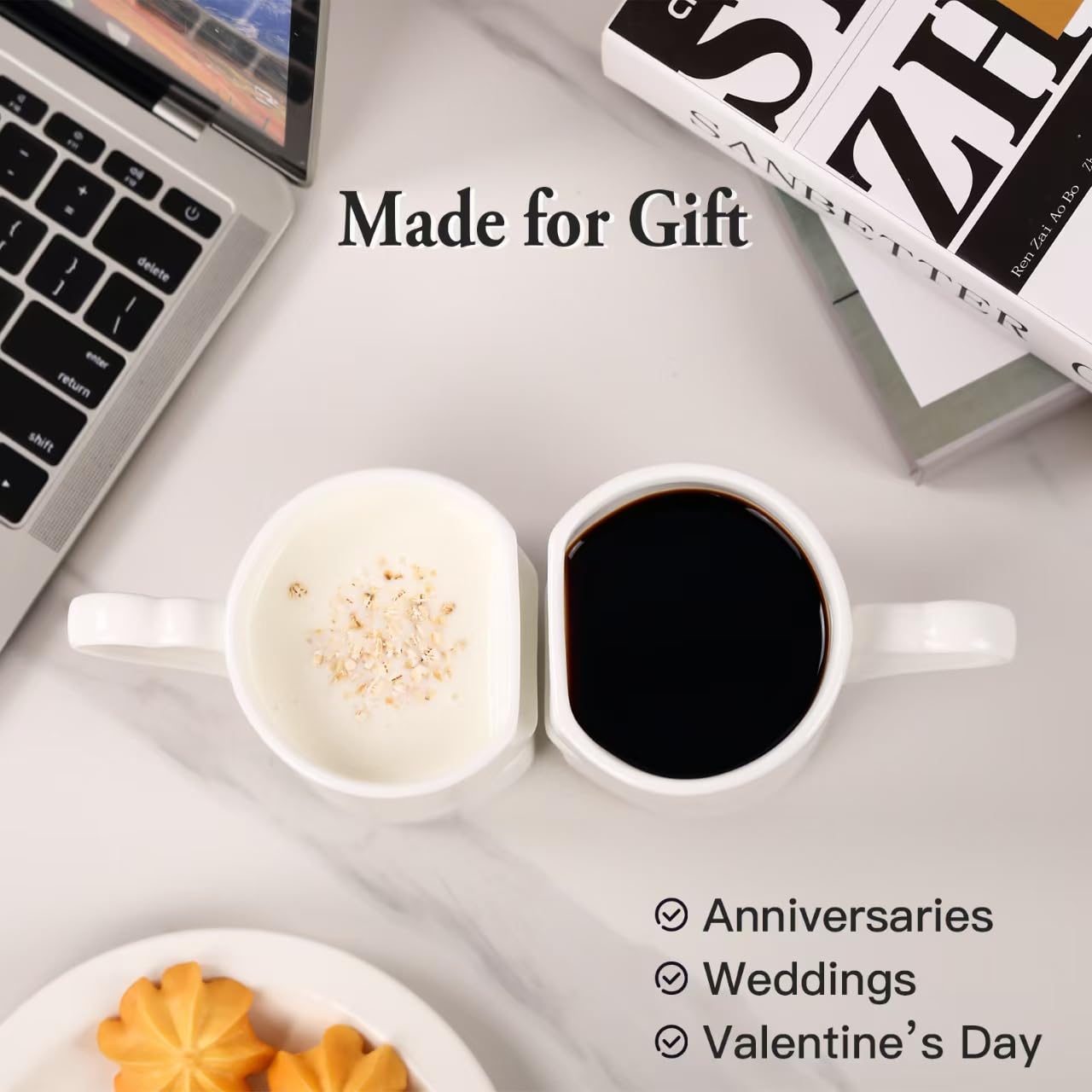 SIPBYSOP Wedding Gifts Kiss Mug, Bridal Shower Gift,Engagement Presentfor Couples Newlyweds, King Queen Kiss Mug, Coffee Cup for Couple