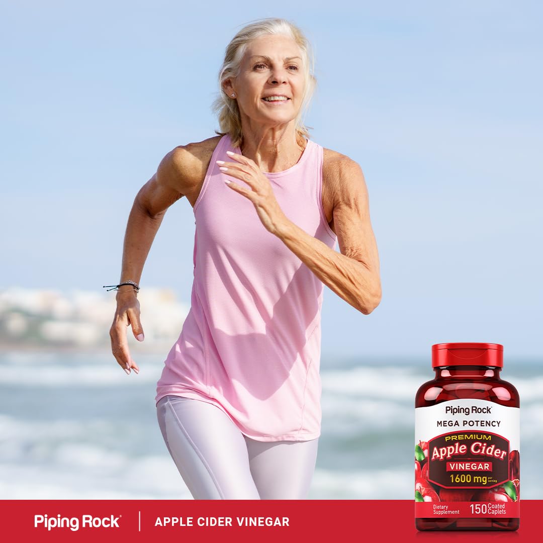 Piping Rock Apple Cider Vinegar Caplet Capsules | 1600mg | 150 Pills | High Potency | Extra Strength ACV Supplement | Vegetarian, Non-GMO, Gluten Free