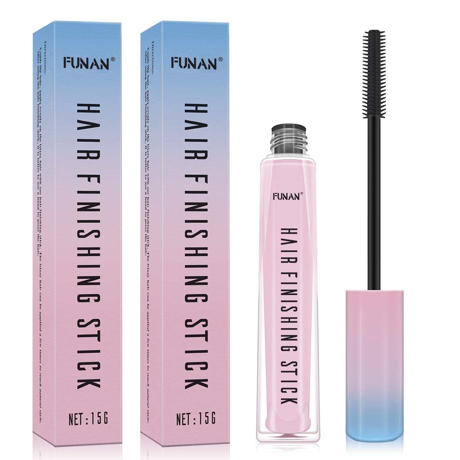 FUNAN Hair Finishing Stick 2 Pack for Small Broken Hair Cream/ Gel for Women Naturally Refreshing, Non-Greasy and Non-Sticky