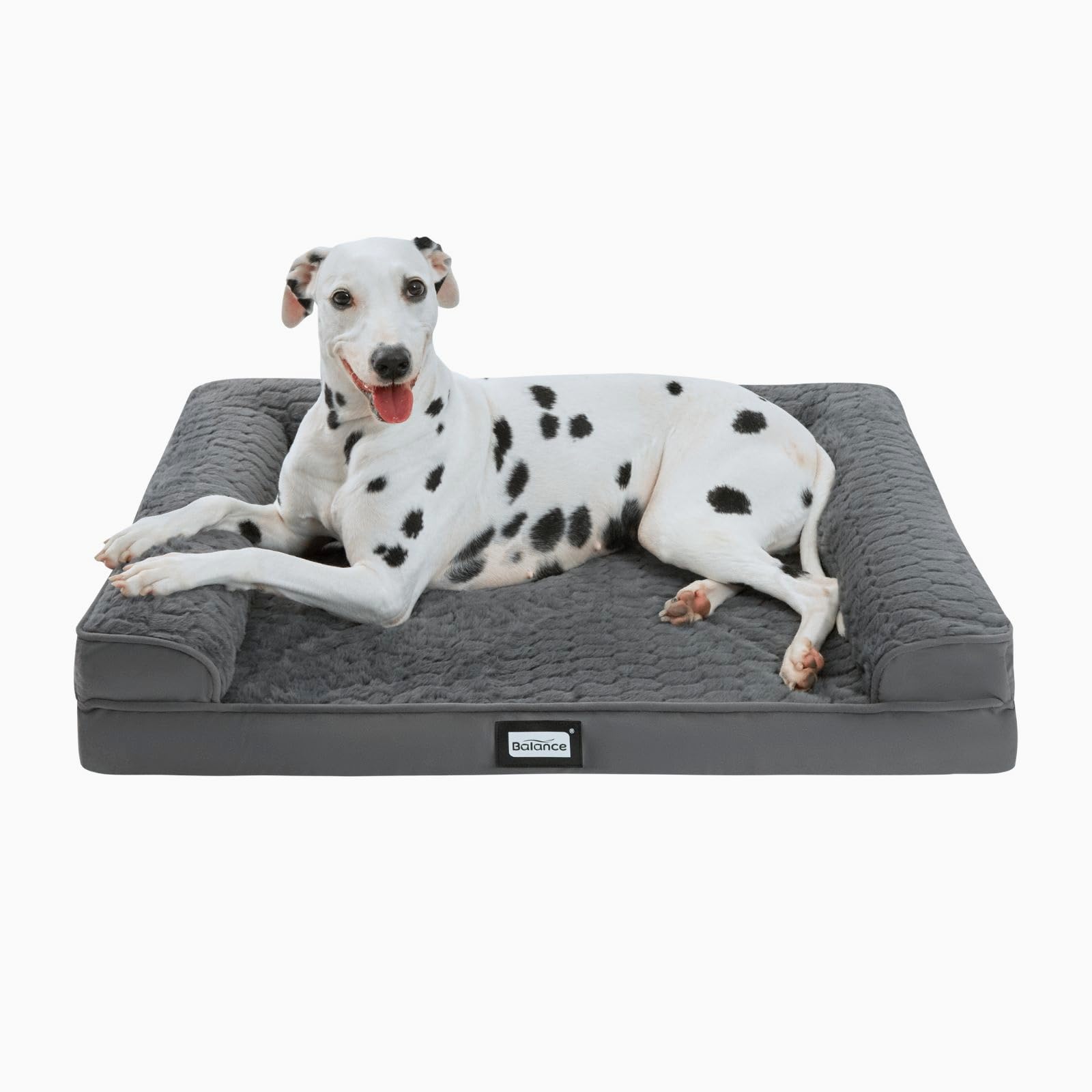 BALANCE Orthopedic Dog Bed for Large Dogs, Comfortable Dog Sofa Beds with Removable Washable Cover & Nonskid Bottom, Egg Crate Foam Dog Couch for Pet Sleeping, Grey