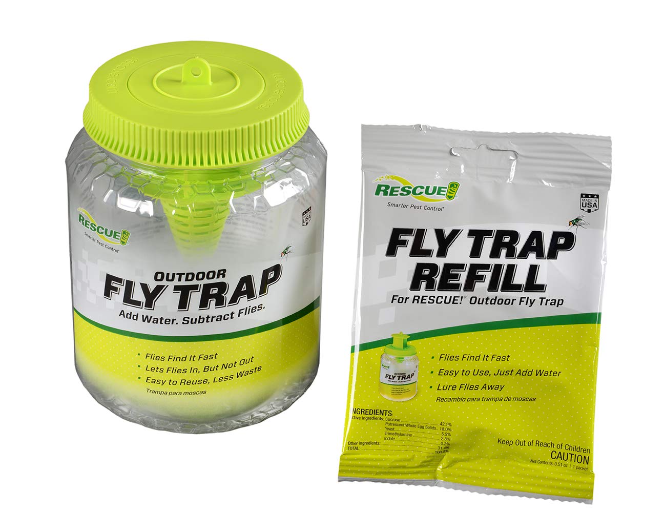 RESCUE! Outdoor Fly Trap - Reusable - 3 Traps