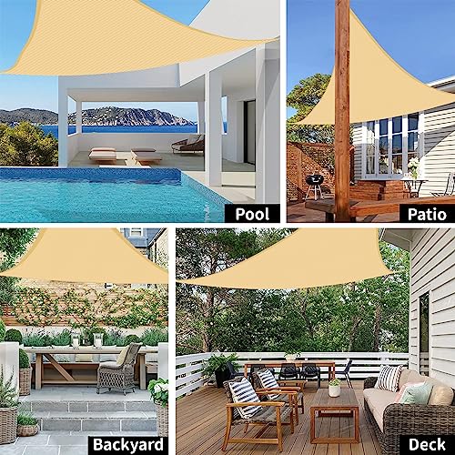 Garden EXPERT 20'x20'x20' Sun Shade Sail Sand Large Triangle Canopy Sail Shade Cloth for Patio Garden Outdoor Backyard