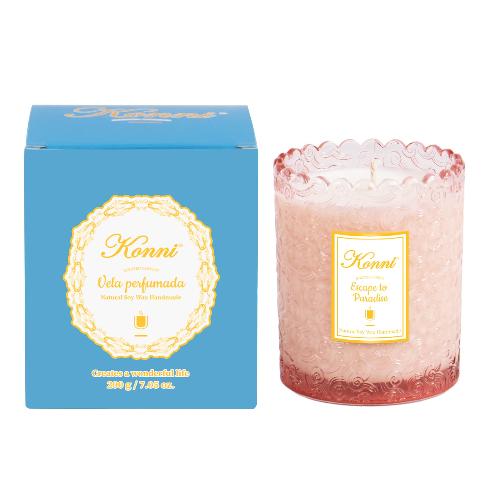 KONNI Scented Candles, Soy Candles, Aromatherapy Candle, Escape to Paradise Scented Candle for Men Women, Candle for Home Scented, 7.05oz, Ideal for Creating Relaxing Ambience & Holiday Gifting