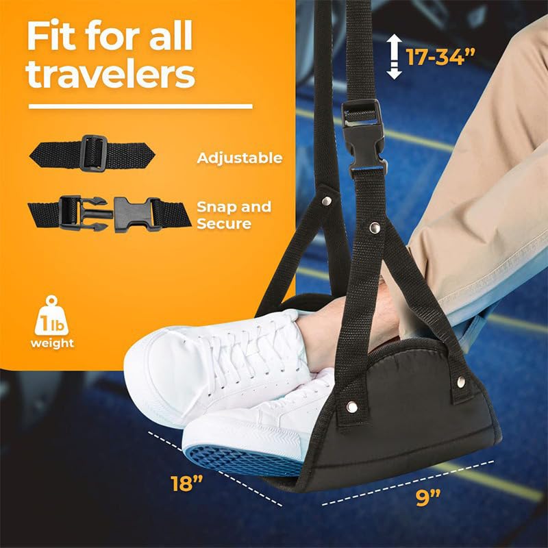 Foot Hammock for Plane Travel Accessories,Comfortable and Portable Airplane Foot Hammock,with Eye Mask and Earplugs,- Airplane Travel Essentials to Relax Your Feet，Best Gifts for People Who Travel