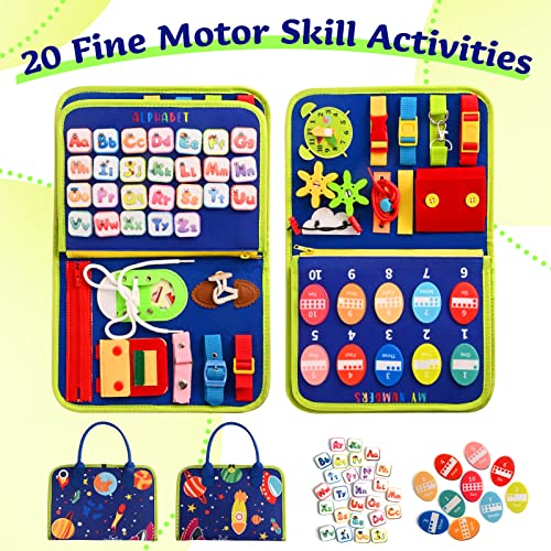 TenFans Space World Montessori Toys, Educational Learning Toys, Busy Board for Toddlers 1-4 Year Old, Sensory Toy, Baby Dress Toys, Activity Board for Montessori Activities