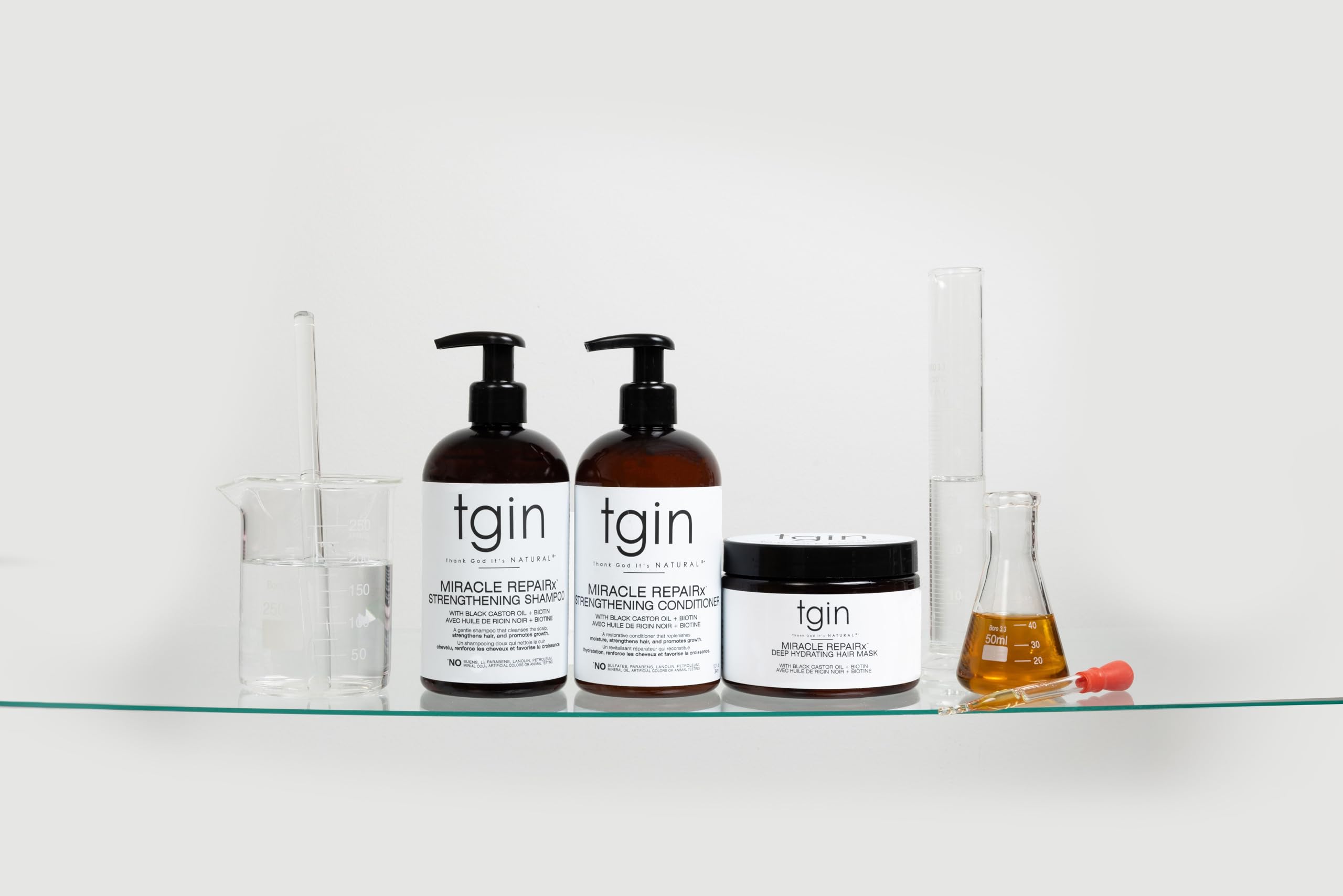 tgin Miracle RepaiRx Deep Hydrating Hair Mask for Curly, Coily and Wavy Hair, with Biotin and Black Castor Oil, Deep Moisture and Repair for Damaged, Color-Treated Hair, 12 oz