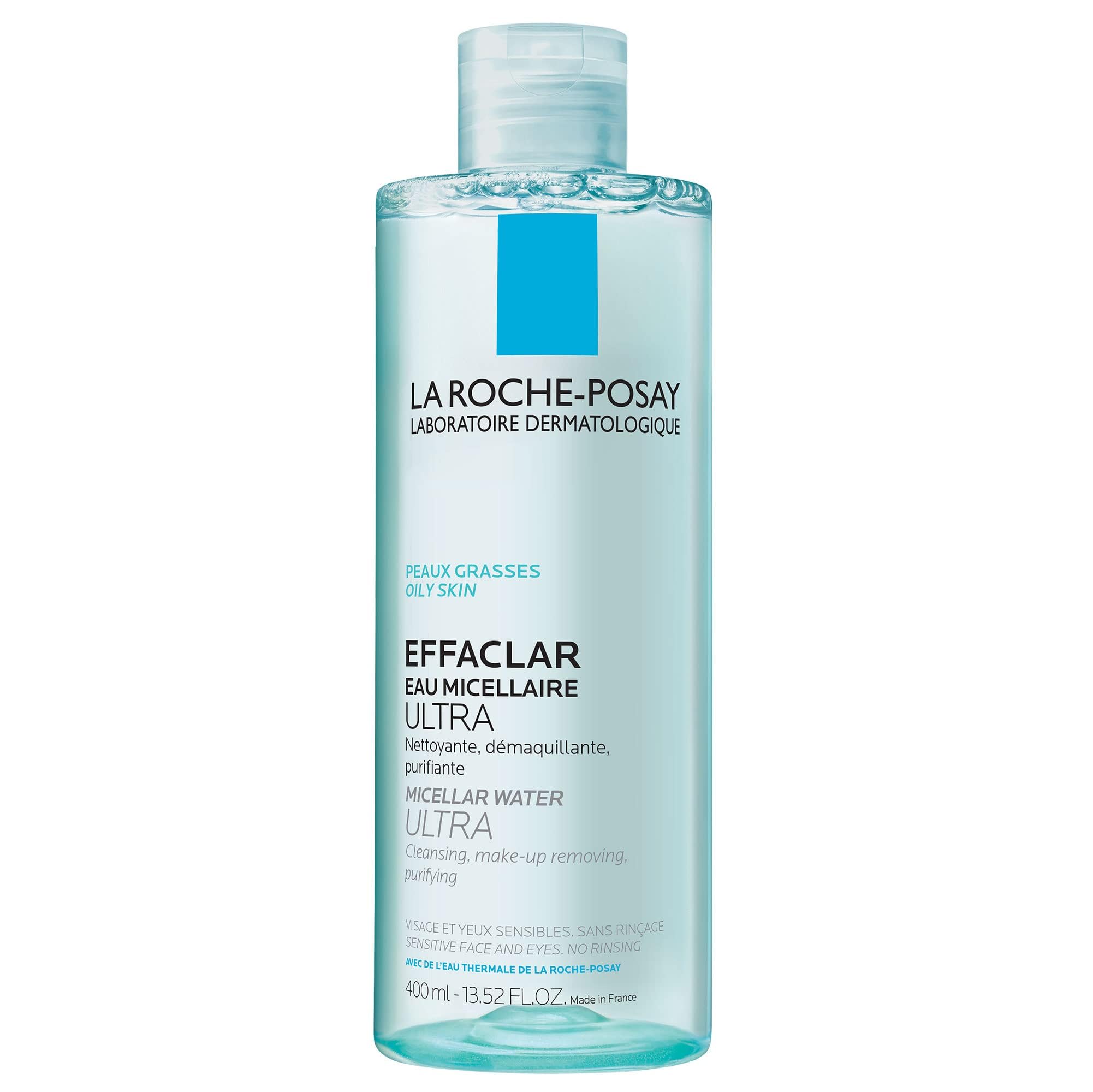 La Roche-Posay Effaclar Micellar Cleansing Water Toner for Oily Skin, Oil Free Makeup Remover, Safe for Sensitive Skin with Thermal Spring Water, 13.52 Fl Oz (Pack of 1)